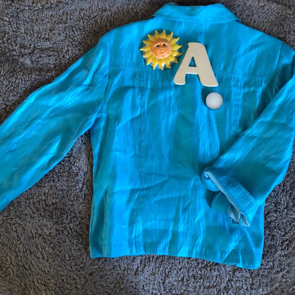 90’s/ Cosmic RUBY RD metallic turquoise blazer🦋